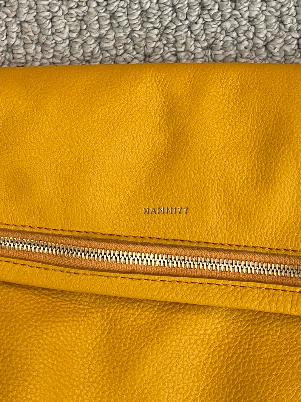 Hammitt Mustard Yellow Pebbled Leather Crossbody With Front Zip